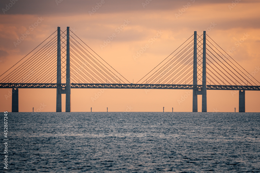 The Oresund Bridge is a combined motorway and railway bridge between Sweden and Denmark (Malmo and Copenhagen). The Oresund Bridge is a combined motorway and railway bridge between Sweden and Denmark (Malmo and Copenhagen).