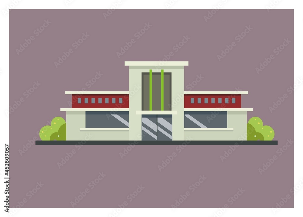 Simple illustration of multi function old building