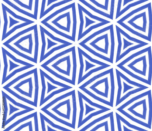 Tiled watercolor pattern. Indigo symmetrical