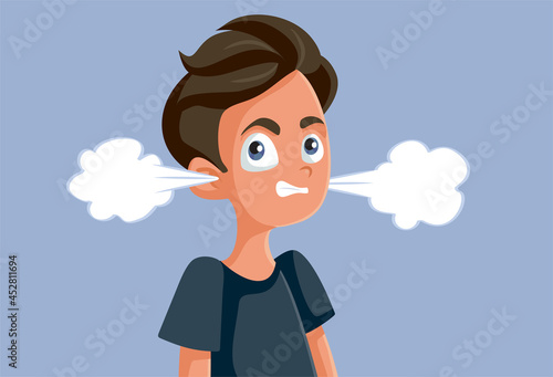 Angry Teen Boy Vector Cartoon Illustration