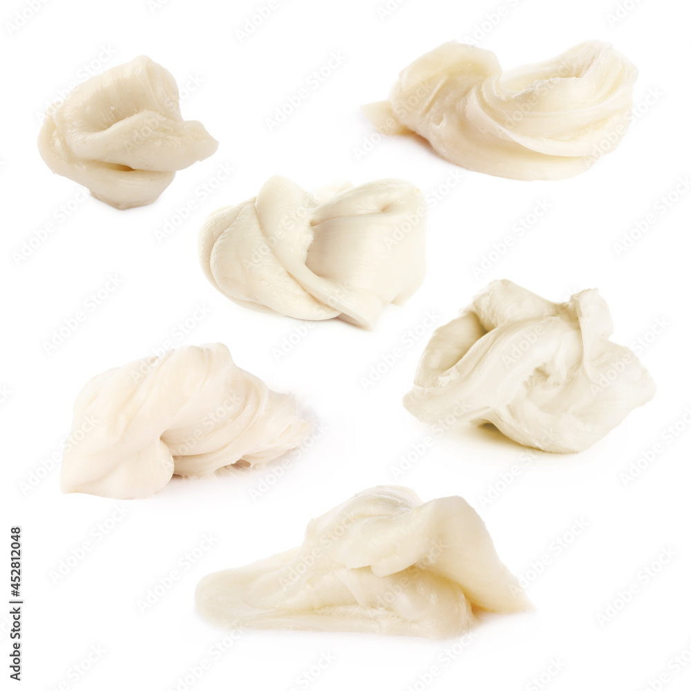 Set with used chewing gum on white background Set with used chewing gum on white background