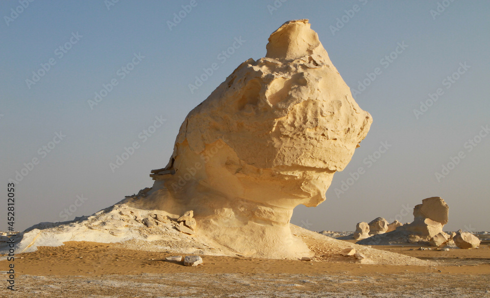 Natural Sandstone Sculptures in the White Desert of Egypt Made by the Wind