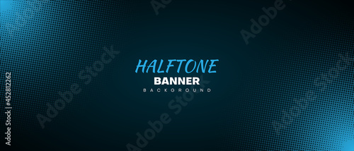 abstract halftone banner background with dark blue color