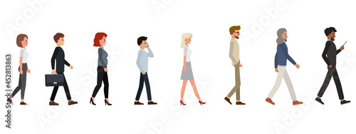 Set of Business people walking character vector design.
