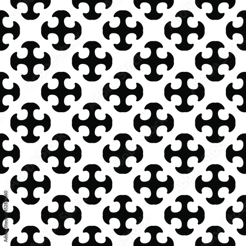 Fototapeta Naklejka Na Ścianę i Meble -  floral seamless pattern background.Geometric ornament for wallpapers and backgrounds. Black and white pattern.