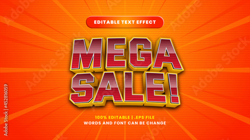 Mega sale editable text effect in modern 3d style
