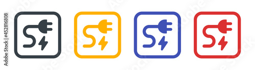 Electric plug icon set. Power energy symbol.