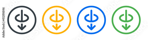 Hole piercing icon. Arrow through circle symbol