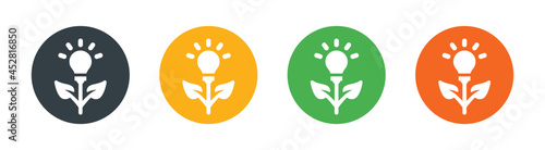 Plant growing with light bulb icon. Idea, innovation, creative symbol vector illustration