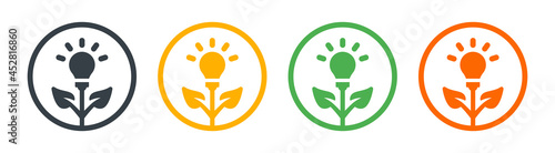 Light bulb on plant icon symbol of innovation.