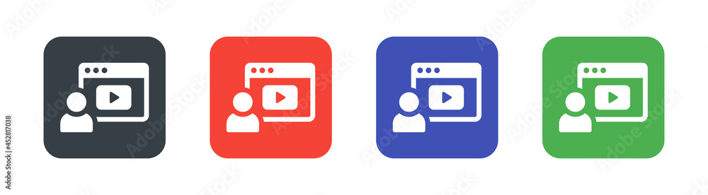 Set of person with browser and video player icon. Vector illustration Set of person with browser and video player icon. Vector illustration