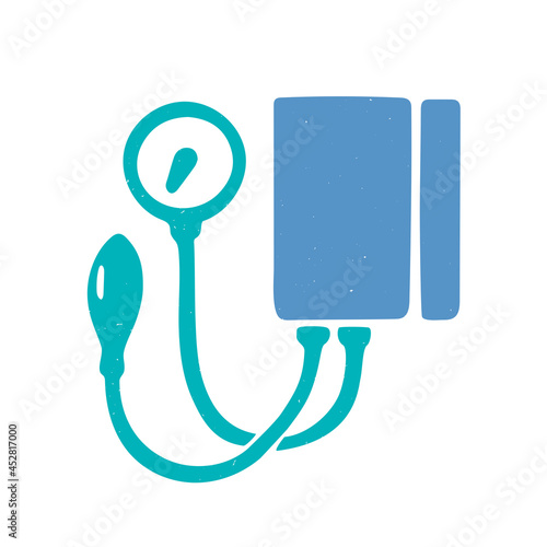 Two-color tonometer icon isolated on a white background. Vector flat hand drawn pictogram
