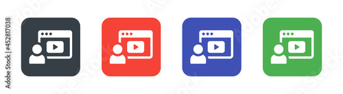 Set of person with browser and video player icon. Vector illustration