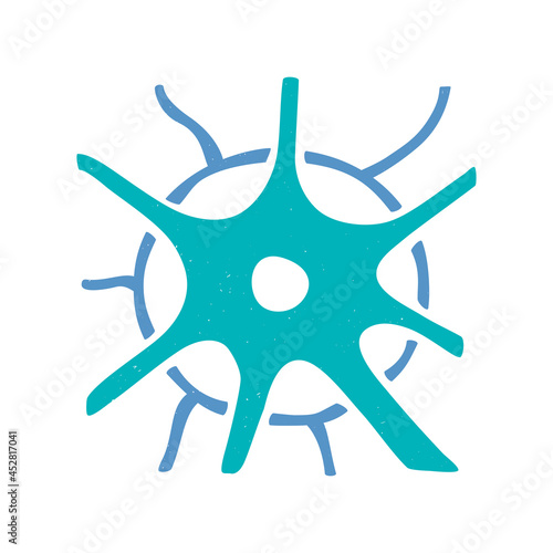 Human neuron icon. Two-color nervous system symbol isolated on a white background. Vector flat hand drawn illustration
