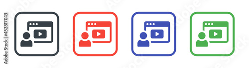 User watch online video icon set. Media symbol vector illustration