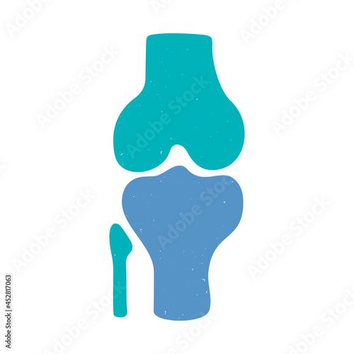 Two-color knee bones icon isolated on a white background. Vector flat hand drawn illustration