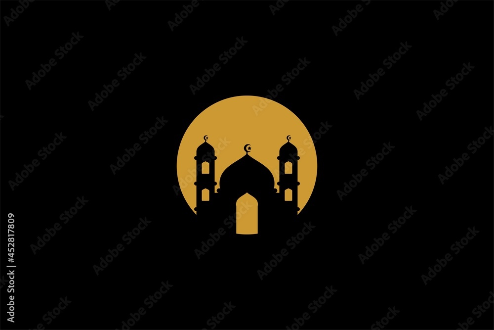 Mosque logo design vector. Islamic building illustration. Home for pray sign vector.