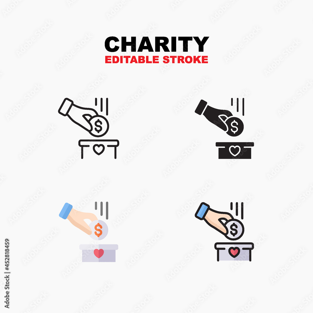 Outline, glyph solid black, flat color and filled line color, icon symbol set, charity concept, Isolated vector design, editable stroke Outline, glyph solid black, flat color and filled line color, icon symbol set, charity concept, Isolated vector design, editable stroke