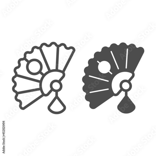Classic Japanese fan line and solid icon, asian culture concept, Japan national accessorize vector sign on white background, outline style icon for mobile concept and web design. Vector graphics.