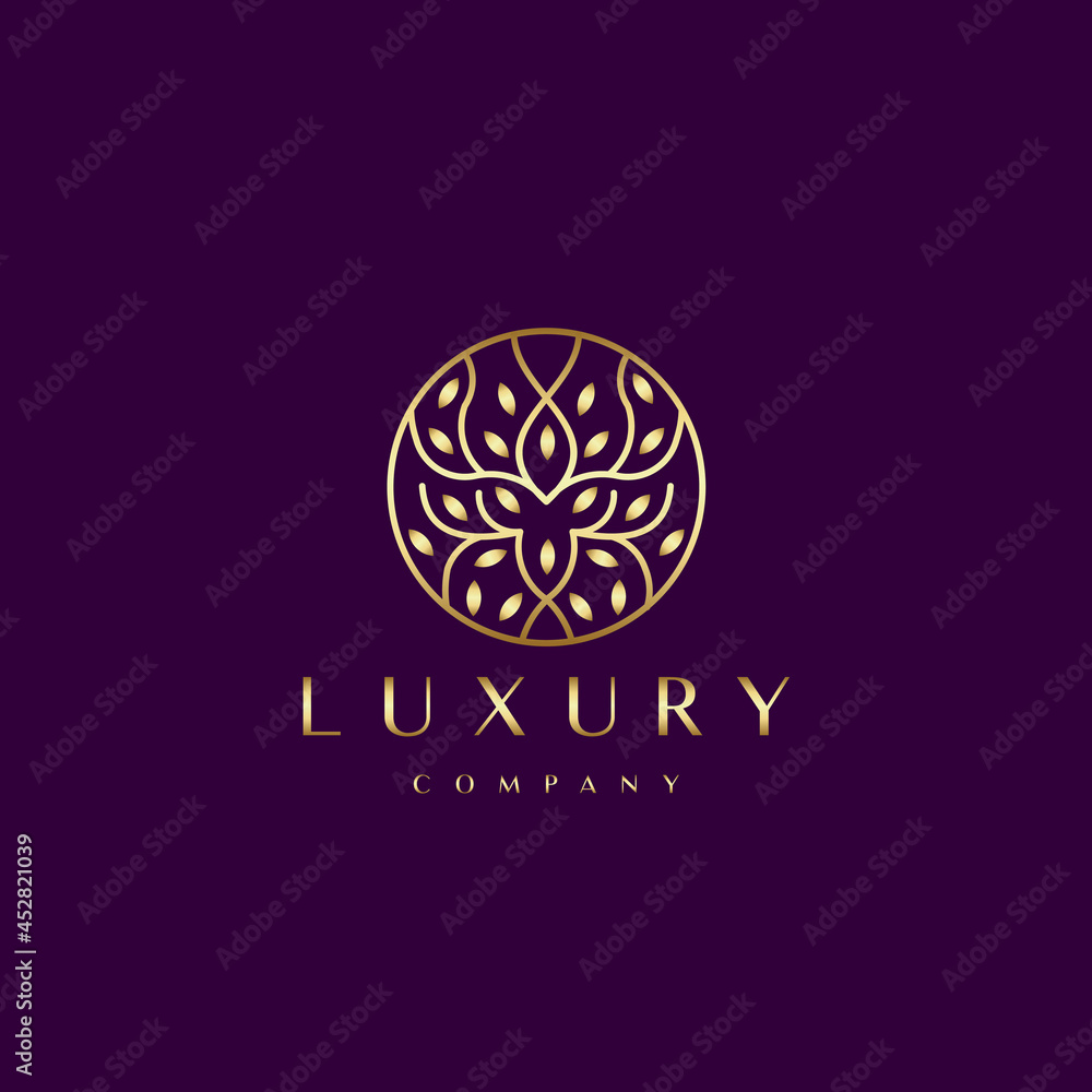 Simple Line art luxury nature logo design template elements Simple Line art luxury nature logo design template elements