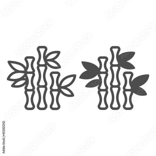 Wallpaper Mural Bamboo stems with leaves line and solid icon, asian nature concept, tree plant vector sign on white background, outline style icon for mobile concept and web design. Vector graphics. Torontodigital.ca