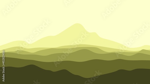 Vector landscape illustration of mountain and hill layers scenery good for background, desktop background, backdrop design, card or ticket background, wallpaper.