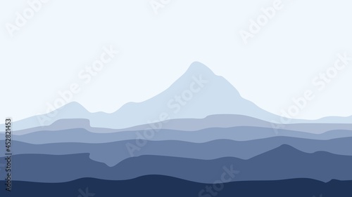 Mountain and hill layers landscape vector illustration used for background, desktop background, wallpaper, illustration, ticket or card background design.