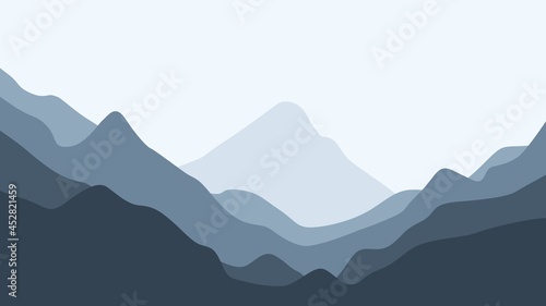 Mountains landscape minimalist vector illustration used for wallpaper, desktop background, game background, backdrop design.