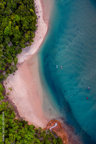 Aerial view over Tallebudgera Creek and Echo beach, Gold Coast. photo