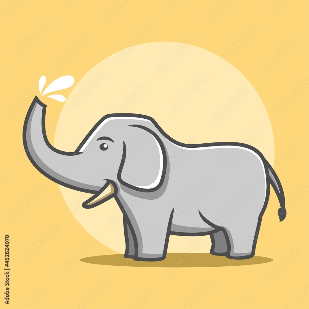 Fototapeta premium Elephant cartoon vector illustration, Cute Cartoon elephant