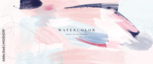 Watercolor abstract art background vector. Wallpaper design with paint brush beige watercolor. Illustration for prints, wall art, cover and invitation cards.