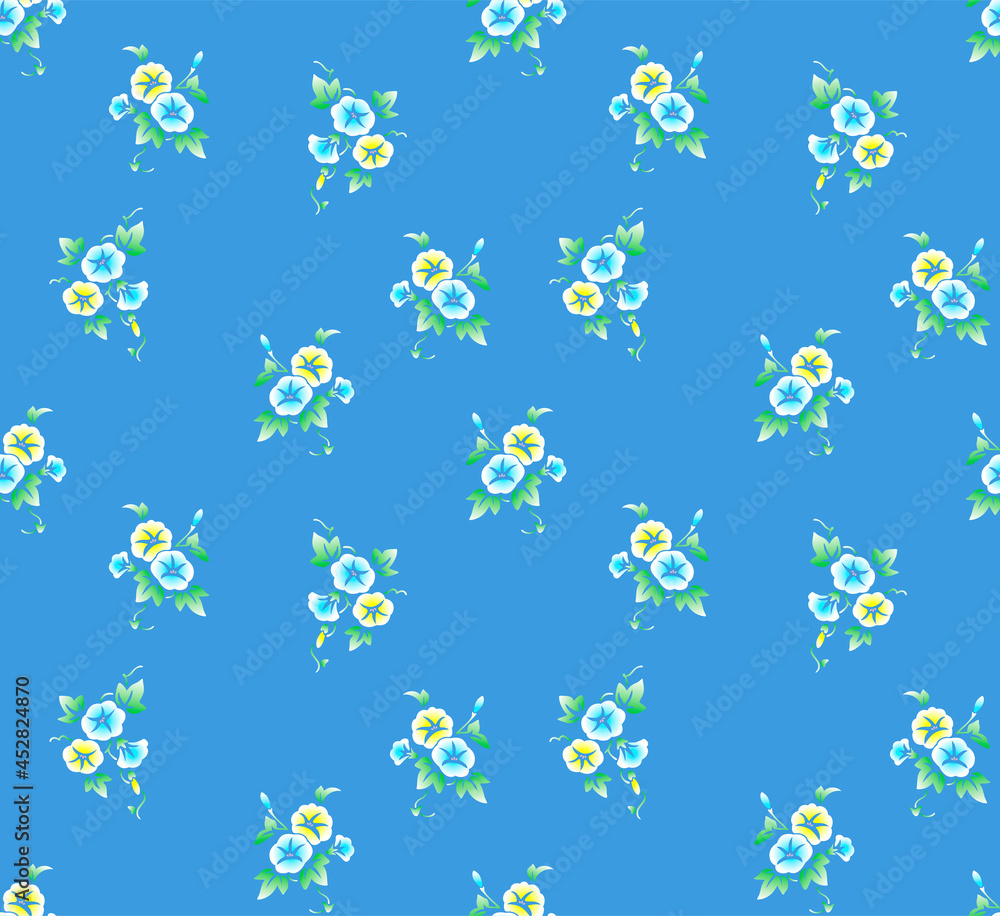 Japanese Cute Morning Glory Flower Vector Seamless Pattern Japanese Cute Morning Glory Flower Vector Seamless Pattern