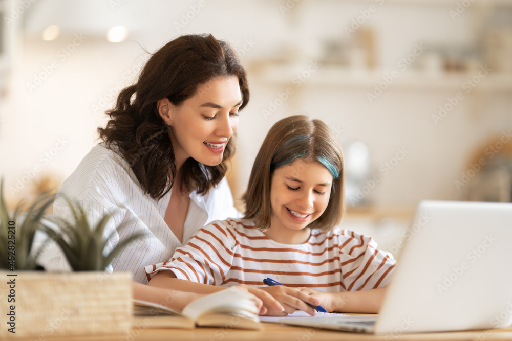 Girl doing homework or online education. Girl doing homework or online education.