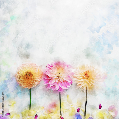 Fototapeta Naklejka Na Ścianę i Meble -  Beautiful abstract watercolor rose flower