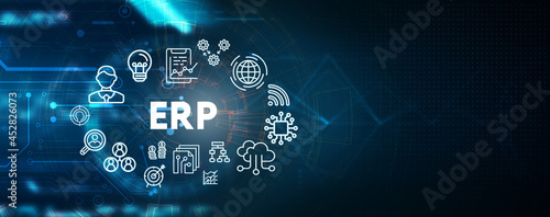 Business, Technology, Internet and network concept. Enterprise resource planning ERP concept.