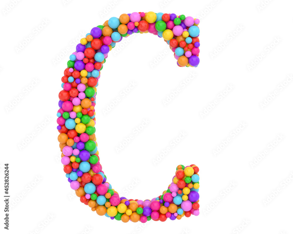 Alphabet balls multi-colored, kids font 3d render. colorful balls letter isolated on white background. 3D illustration. Alphabet balls multi-colored, kids font 3d render. colorful balls letter isolated on white background. 3D illustration.