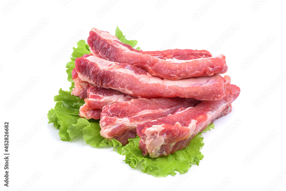 Fresh meat ribs isolated on a white background