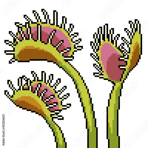 pixel art insect eating plant