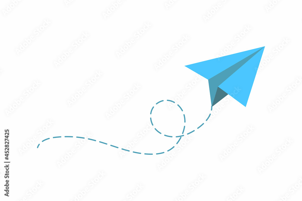 Airplane route in the dotted line shape. Travel concept, paper airplane path. Airplane route in the dotted line shape. Travel concept, paper airplane path.