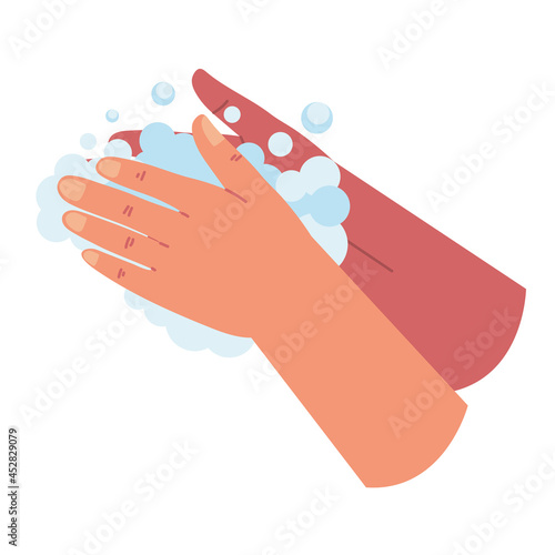 washing hands with soap