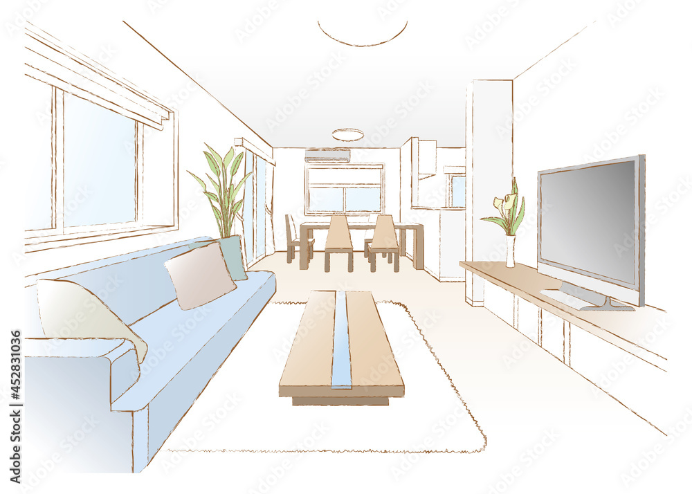 リビングルームのベクターイラスト Stock Vector Adobe Stock