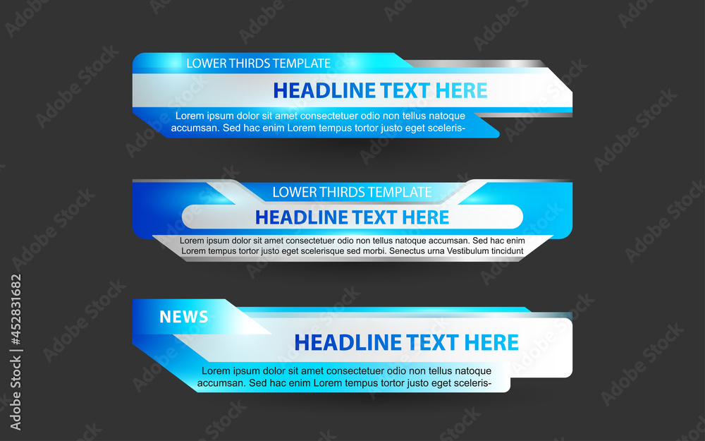 Set collection vector of Broadcast News Lower Thirds Template layout design banner for bar Headline news title, sport game in Television, Video and Media Channel Set collection vector of Broadcast News Lower Thirds Template layout design banner for bar Headline news title, sport game in Television, Video and Media Channel