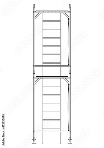 Prefabricated scaffolding. Orthography vector