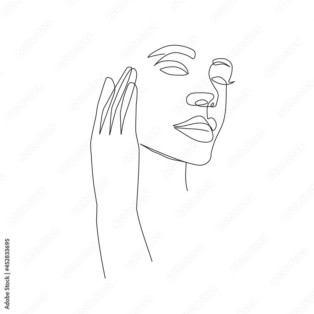 Abstract Line Art Woman Face. Woman Head One Line Drawing. Female Face Minimalist Simple Illustration for Print, Poster, banner, Wall Decor, Social Media. Vector EPS 10 Abstract Line Art Woman Face. Woman Head One Line Drawing. Female Face Minimalist Simple Illustration for Print, Poster, banner, Wall Decor, Social Media. Vector EPS 10