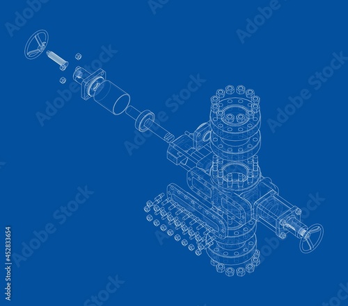 Blowout preventer. Vector rendering of 3d