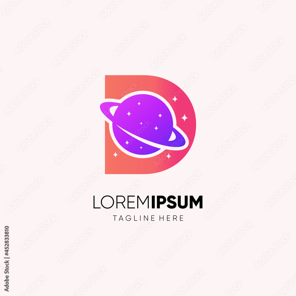 Letter D Initial Planet Logo Design Vector Icon Graphic Illustration Letter D Initial Planet Logo Design Vector Icon Graphic Illustration