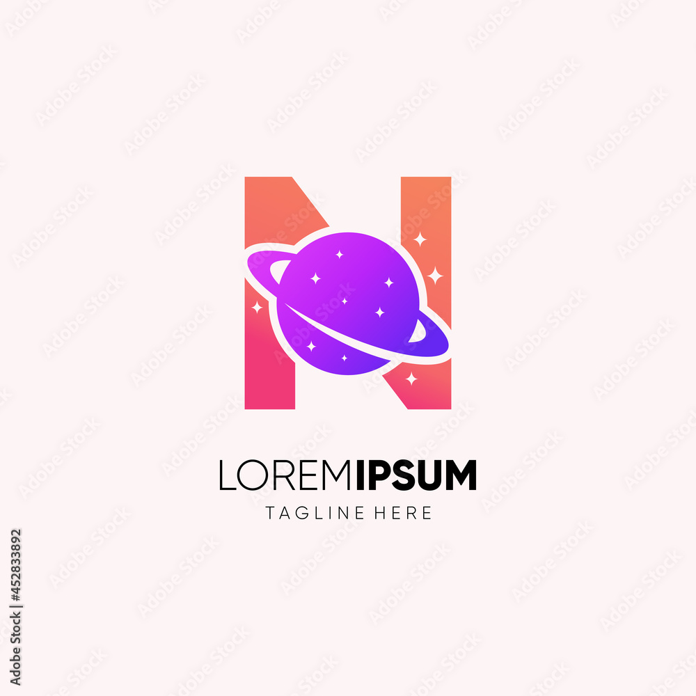 Letter N Initial Planet Logo Design Vector Icon Graphic Illustration Letter N Initial Planet Logo Design Vector Icon Graphic Illustration
