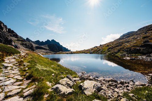 Hiking the Great Cold Valley/ velka studena dolina/ to Zbojnicka cottage and teryho cottage through priecne saddle. High Tatras National park , Slovakia. Slovakia landscape photo