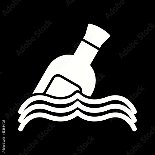 Unique Bottle In Water Vector Glyph Icon