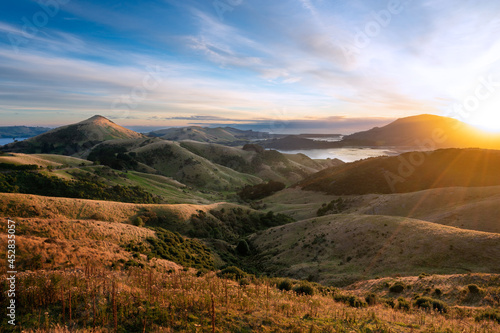 Photos Sunrise over Hoopers Inlet, Otago Peninsula, Dunedin, Otago, New Zealand